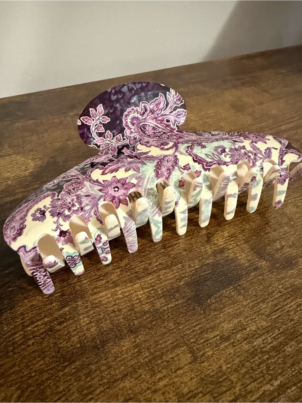 Johnny Was Hair Clip Purple Floral & Fractal Design